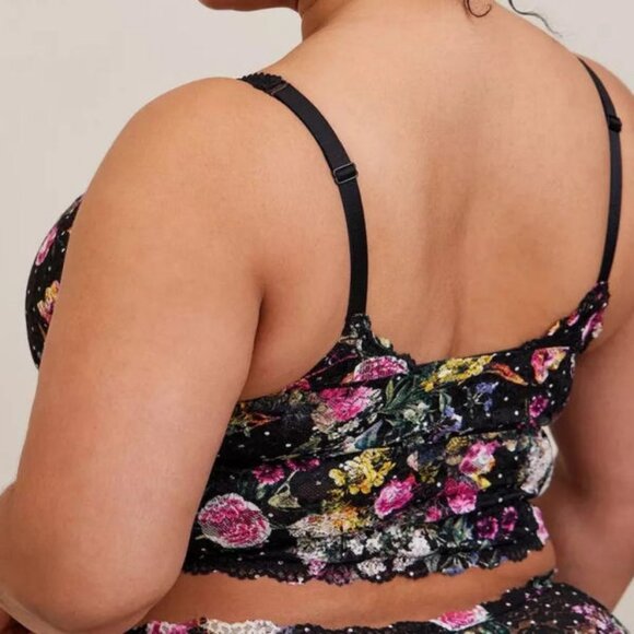 Torrid Curve Mesh Lace Bralette Size 4X No Wire Crop Top Dark Floral Whimsigoth - Picture 9 of 13